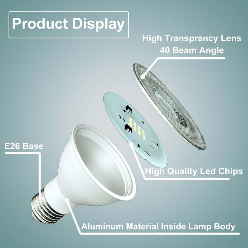 LumStory PAR30 LED Bulb 3000K Warm White Flood Light Long