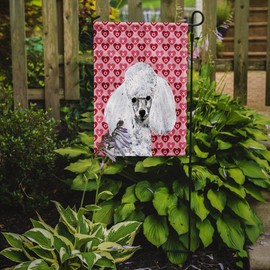 Caroline's Treasures SC9701GF White Toy Poodle Hearts and Love Garden Flag Mailbox Flag Decorative Yard Flag Banner Outside Patio Artwork Yard Flower Beds, Garden Size, Multicolor