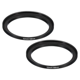 PATIKIL 52mm-58mm Metal Step Up Ring, 2 Pack Camera Lens Filter Adapter Ring Aluminum Filter Adapter Ring for Camera Lenses Hood, Black