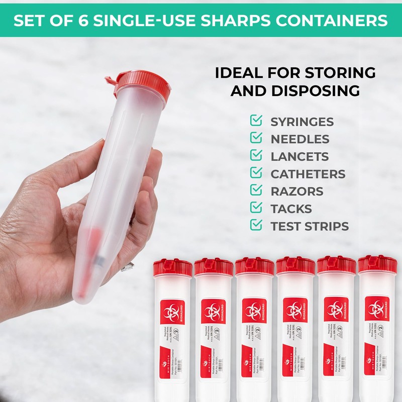 Sharps-Shuttle - Single Use Travel Sharps Container for Needles Syringes