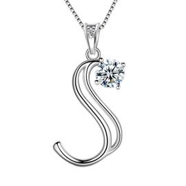 Aurora Tears Letter S Necklaces 925 Sterling Silver Cubic Zirconia Alphabet Initial S Pendant Jewellery Gifts for Women and Girls DP0166S