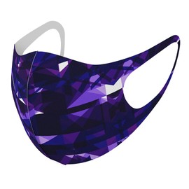 igsticker 012779 Design Mask, Set of 2, Polyester, Washable, Cloth Mask, Unisex, Purple Pattern, Triangle