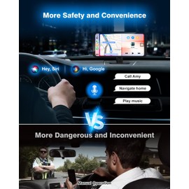 Wireless Car Play Screen for Cars, 6.25" Portable Apple carplay with 4K Dashcam, Android Auto Wireless Car Stereo with 1080p Backup Camera,Voice Control,Bluetooth,GPS Navigation,Multimedia Player