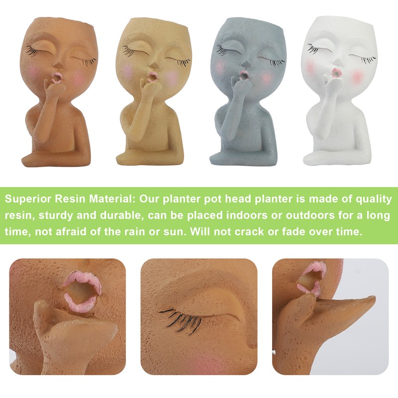 Mannequin Resin Flower Pot Face Flower Pot Garden Decoration