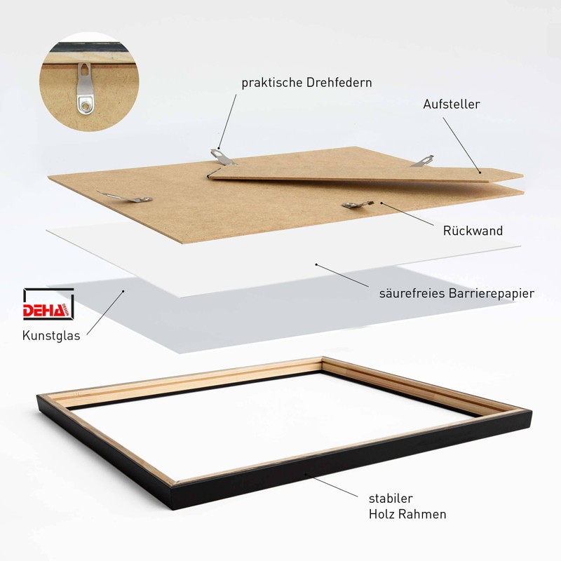 DEHA Design Fontana Wooden Picture Frame, 15 x 20 cm,