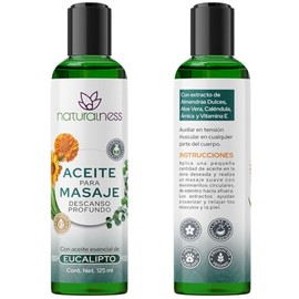 Naturalness - Aceite Descontracturante y Relajante para Masaje Descanso Profundo 125 ml – Aceite Corporal con Almendra, Árnica, Caléndula y Aloe Vera, con Vitamina E y Aceite Esencial de Eucalipto