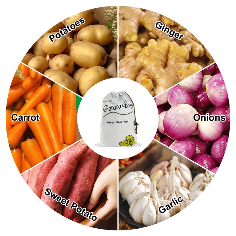 Potato & Onion Sprout-Free Vegetable Storage Bags - White
