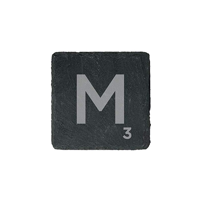 eBuyGB Scrabble Drinks Coasters, Square Slate Coaster, Individual Alphabet Letters,