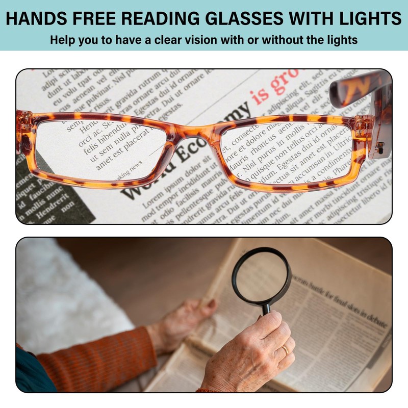 Rechargeable Magnifying Glasses Reading Glasses with Lights Anti Blue Light