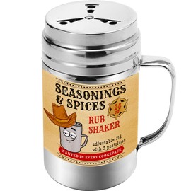 CUSINIUM 14 oz Seasonings Spice Shaker - BBQ Dry Rub Shaker - Cooking Dredge with Adjustable Fan-Style Lid and Handle