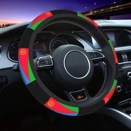 America Eritrea Eritrean Flag Car Steering Wheel Covers,Soft Steering Wheel Protector for Women & Men,Universal 15 Inch Auto Car