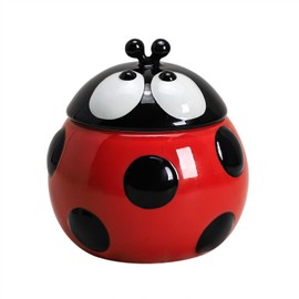 SOCOSY Ceramic Ladybug Sugar Bowl with Lid, Sugar Container, Sugar Jar Candy Jar for Kitchen Countertop