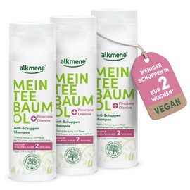 alkmene My Tea Tree Oil Anti Dandruff Shampoo 3 x 200 ml - Less Dandruff in 2 Weeks - Shampoo Against Dandruff & Itchy Scalp - Climate-Neutral Anti-Dandruff Hair Shampoo with Natural Tea Tree Oil