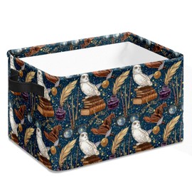 GRTARANY Book Magic Owl Storage Basket Large Foldable Owl Storage Bin Cube Collapsible Organizer for Pantry Bedroom Decor