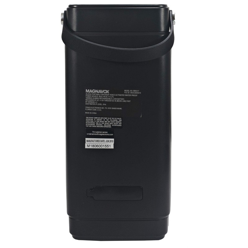 Magnavox MSH317 Waterproof Alexa Voice Activated Bluetooth Speaker in Black