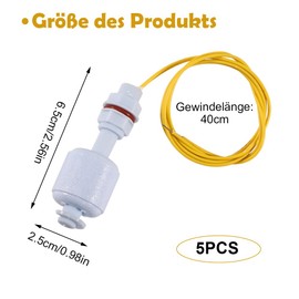 Flüssigkeit Schwimmerschalter,5 Stück Wassertank Pool Flüssigkeitsstandsensor Controller,Wasserstand Sensor für Hydroponics Gartenarbeit Aquarium Pool Tank Ausrüstung