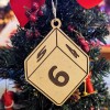 d6 Christmas Tree Holiday Ornament | Laser Cut, D&D Dice