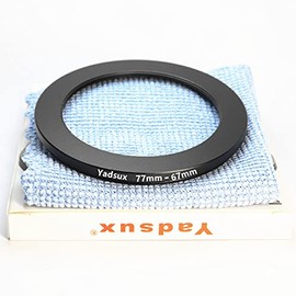 77mm to 67mm Step Down Lens Adapter Ring for Camera Lenses Filters,Metal Filters Step Down Ring Adapter,The Connection 77MM Lens to 67MM Filter Lens Accessory,Cleaning Cloth with Lens(77mm-67mm)