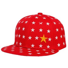 sproutsy Kids Flat Visor Star Cap, Star Pattern, Kids Cap, Hat, Children, Boys and Girls, Flat Visor, Star, red