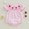 Kayotuas Newborn Baby Girls Smocked Bubble Romper Cute Embroidery Ruffle