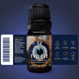 Sz Essentials - Evil Eye Protection Essential Oil for Diffuser - All-Natural Oils for Spells, Cleansing, Amulets & Rituals - Safeguard Against Negativity Evil & Harm - Therapeutic Grade, Vegan 0.17 oz