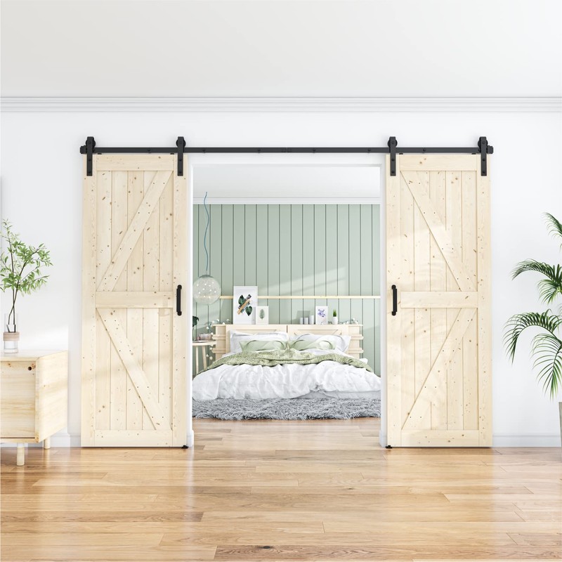 WINSOON 13FT Antique Double Sliding Barn Door Hardware Roller Track