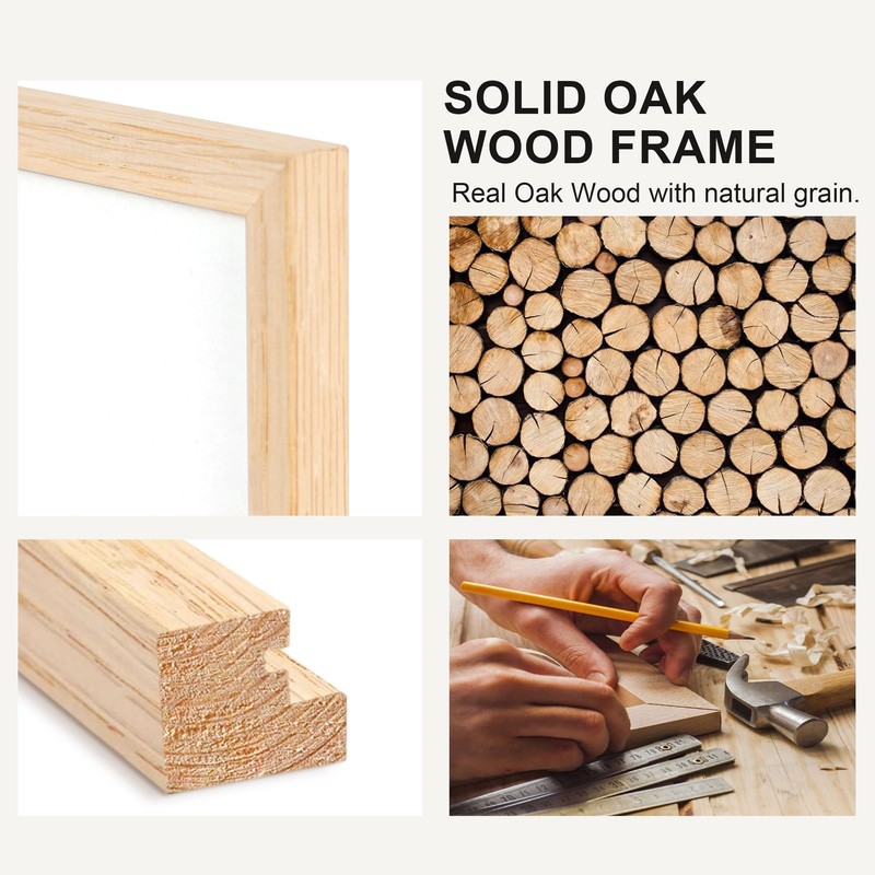 3Pack-5x7 Inch Natural Solid Oak Wood Picture Frames Set for
