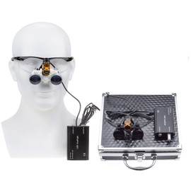 Rigoberto Waist Hanging Style 5W Portable LED Headlight HeadLamp Filter with 3.5×420mm Working Distance Surgical Medical Binocular Loupes Aluminum Box (Black)