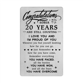 Tangvo 20 Year Sobriety Gifts for Men Women - Sober 20 Years And Still Counting Wallet Card - 20 Yr NA AA Addiction Recovery Sober Anniversary Presents