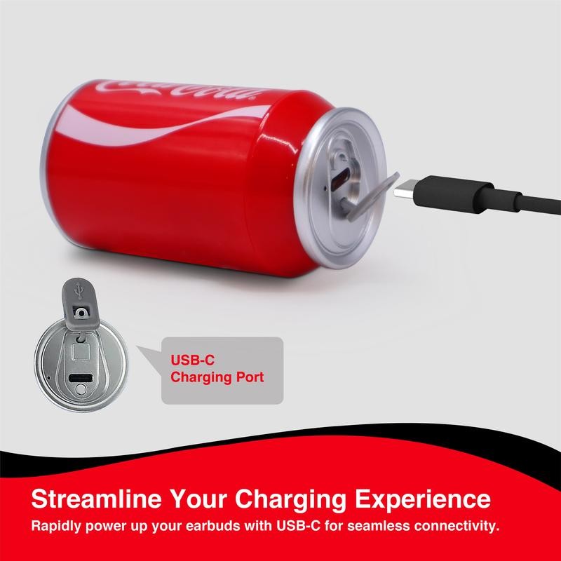 Coca-Cola Wireless Earbuds with Can Shaped Charging Case - Color: