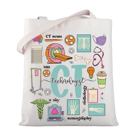 WSNANG CT Tech Gift for Nurse CT Technologist Tote Bag X-ray Tech Gift Radiologic Technologist Reusable Grocery Bag (CT Tech TB)