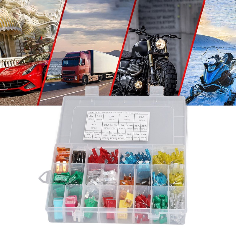 250 Pieces Automotive Fuses High Frequency Blade and Box Shape