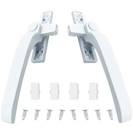 2 Pcs Window Handle Replacement Left & Right Universal Window Handles White Glazing Window Hardware Aluminium Casement Window Door