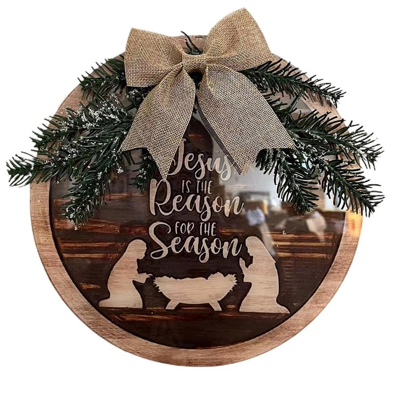 Nativity Scene Christmas Wreath for Front Door Outdoor Indoor Wall