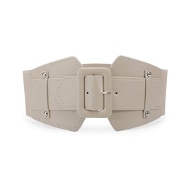SYMOL Women's Wide Stretchy Cinch Belt Waist 26-62inch Corset Belt Chunky Buckle Belt Wide Waist Belt Coats 2.95" wide (Apricot, waist:51"-62")