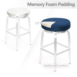 Shinnwa Bar Stool Cushions, Memory Foam Round Bar Stool Covers with Non-Slip Backing and Elastic Band, 14", Navy