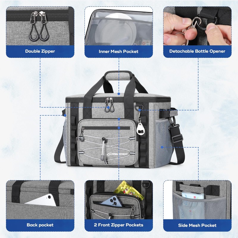 Maelstrom Soft Sided Cooler Bag,30 Can Collapsible Insulated Ice Chest