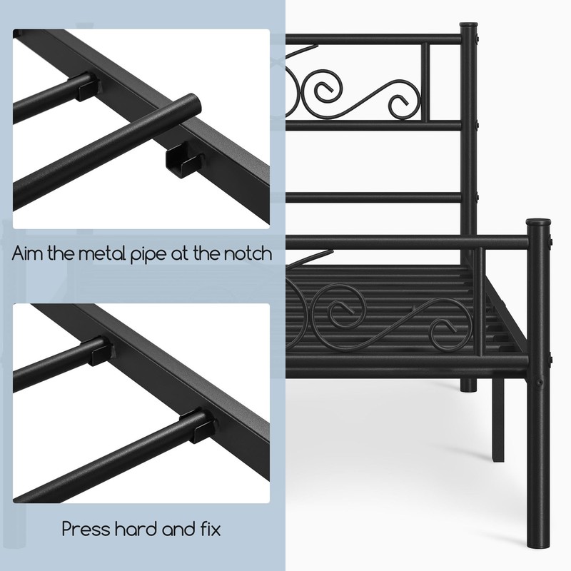 Yaheetech 2 Pcs Classic Metal Platform Bed Frame with Headboard