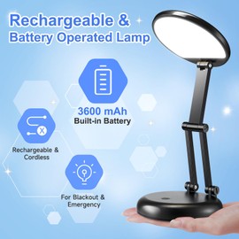Battery Operated Table Lamp 3600mAh, Foldable+Portable+Rechargeable Table Lamp Cordless Lamps, 10 Brightness Cordless Table Lamp, Desk Lights for Home Office, Nail Desk Lamp Nail Lamp for Desk Lights