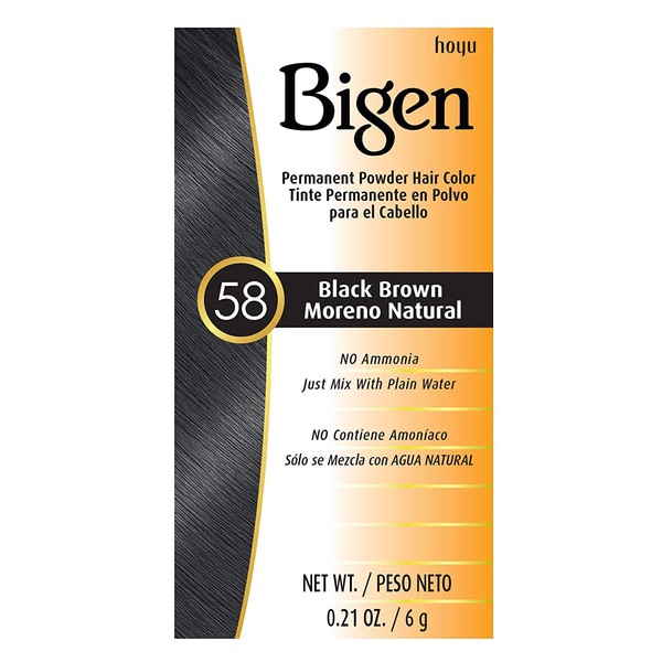 #58 Black Brown Bigen Permanent Powder - 12 Pack