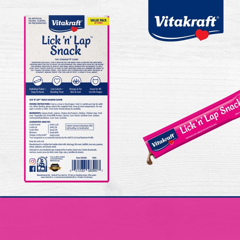 Vitakraft Lick 'n' Lap Snack Creamy, Cat Treat with Real