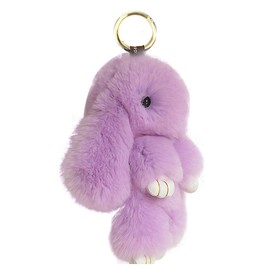 Song Qing Cute Bunny Keychain Soft Rabbit Fur Pompom Ball Fluffy Keyring