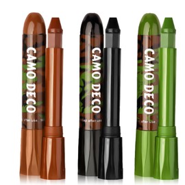 3 Color Camo Face Paint Sticks – - Waterproof Body Paint for Hunting & Outdoor Sports, Long-Lasting Camouflage Makeup for Face, Eyes & Skin (Brown,Black,Green)