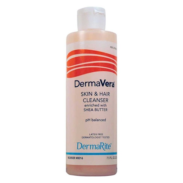 DermaVera Skin and Hair Cleanser - 7.5 Oz - Enriched with Shea Butter, pH Balanced, Rich Leather, Pleasant Fragrance, with Rich Moisturizers