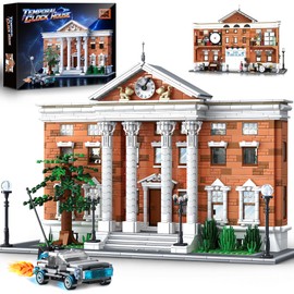 HiDectee Future Clock House Building Blocks with Retro Sports Car - 2-in-1 City Architecture Building Set Display & 5-Room Interior Diorama - Creative Home & Office Desk Decor Gift, 1888 Pcs