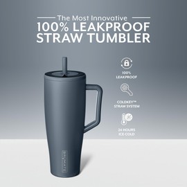 BrüMate Era 40 oz Tumbler with Handle and Straw | 100% Leakproof Insulated Tumbler with Lid and Straw | Made of Stainless Steel | Cup Holder Friendly Base | 40oz (Nightfall Blue)