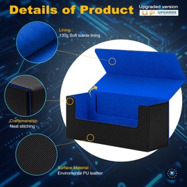 Fondlife Trading Card Storage Box for 800+ Cards, PU Leather Magnetic Deck Box, Card Storage Box for Trading Card Games (TCG), Compatible with Standard Trading Cards (Black Blue)