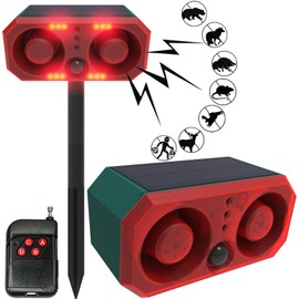 SENKEFEI SS Solar-Outdoor Motion Sensor Alarm - 130db motion detector alarm Light,with Remote Controller for Home, Villa,Yard,Chicken coop,Farm,Barn