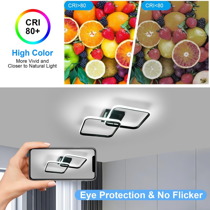 DELIPOP Modern Ceiling Light, 40W Sqaure LED Ceiling 3000k/4500k/6500k 3