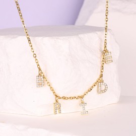 Decentraland Bachelorette Gifts for BRIDE Letter Necklace Gold Charm Letter Cubic Zirconia Jewelry Choker Wedding Bride Boyfriend Bridesmaid Gift Party Accessories, Acrylic, Cubic Zirconia